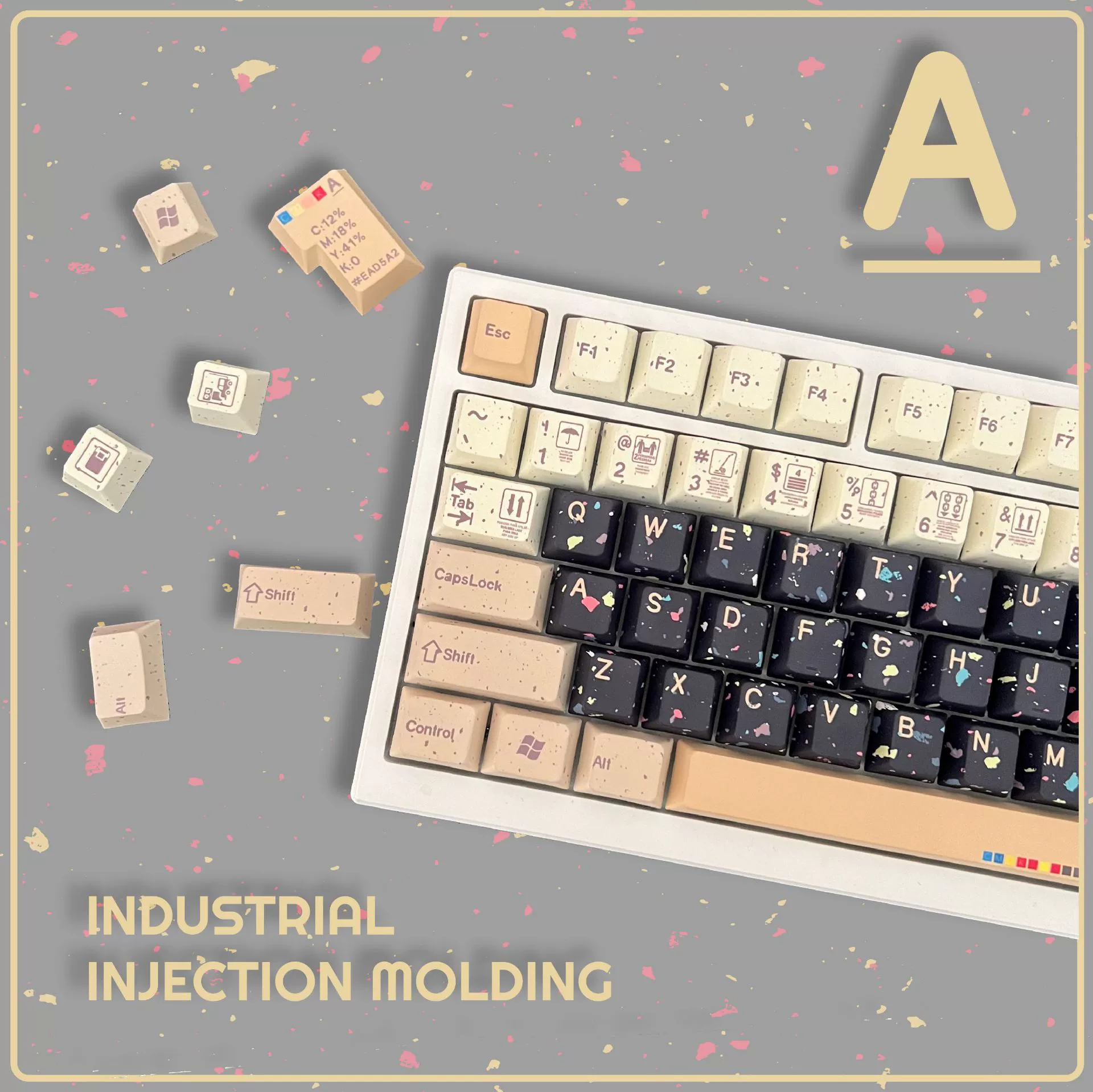 Cockerman Industrial Style IM Sublimation Original High Shading PBT Original Keycap Customized Keyboard Wootting
