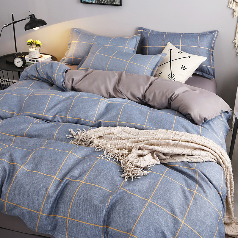 Juego de ropa de cama de algodón cepillado al por mayor para estudiantes, juego de cuatro piezas, funda de edredón de algodón con aloe vera, funda de edredón individual para dormitorio, juego de tres piezas. image 18