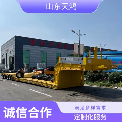 Manufacturer of Foreign Trade Sales and Transportation of Heavy Equipment Machinery Hydraulic Steering Goose Head Lift Lowering Flatbed Semi-Trailer Trailer (Ağır yük qoşquları)