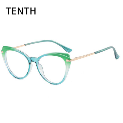 new pattern fashion cat eye Double color Plain glasses Decorative mirror spectacles frame men and women Blue light Mix and match Can be equipped with myopia glasses