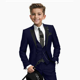 儿童西装三件套跨境欧美男童生日气质西服套装走秀钢琴演出服绅士