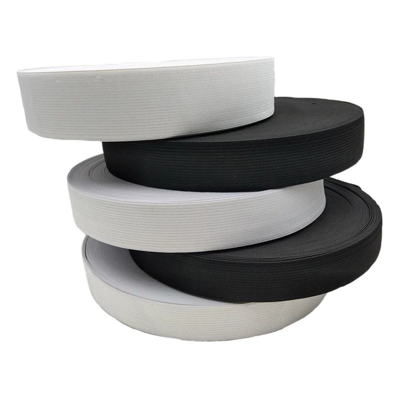 Готовый запас производителя, черно-белая тонкая плоская эластичная лента толщиной 2 см-6 см, широкая эластичная лента для вязания крючком, эластичная лента на талии