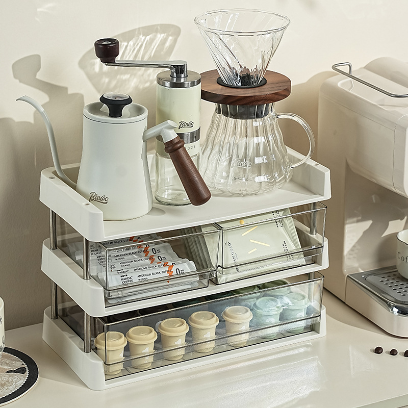 ティーバッグ収納棚茶カプセルコーヒーお茶の間整理ボックス引き出し式デスクトップ多機能収納ラック|undefined