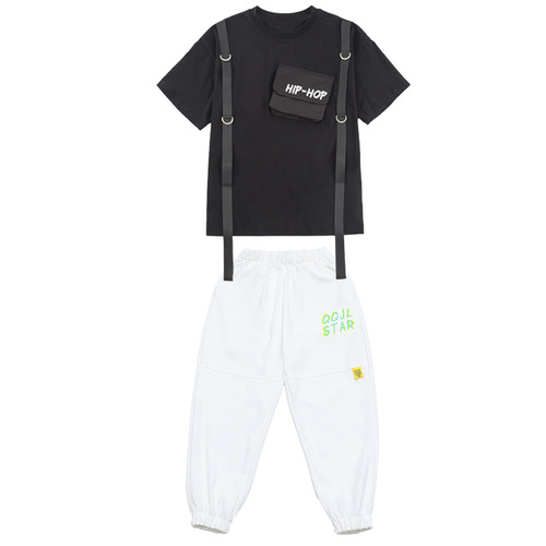 Children's hip-hop suit summer hip-hop performance clothing for boys and girls, children's cheerleading jazz dance performance clothing trendy