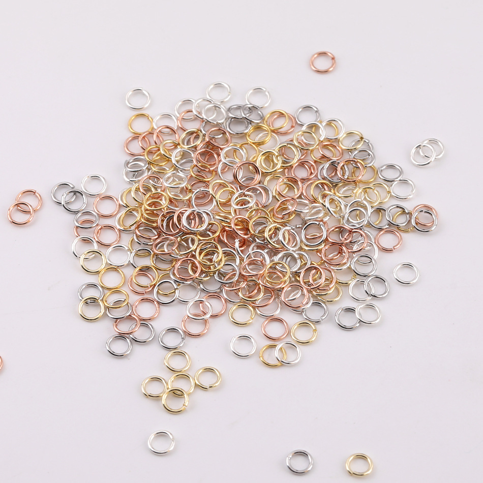 14K gold color retaining copper single ring diy handmade copper plated open ring necklace bracelet connection ring closed ring accessories 5
