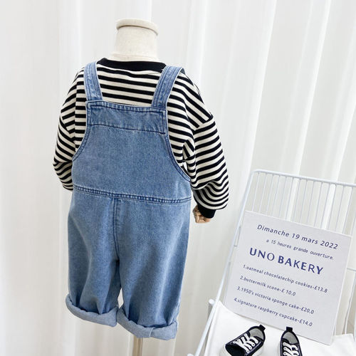 2024 New Children's Overalls Boys Spring and Autumn Pants Baby Spring and Autumn Jeans Girls Casual Pants