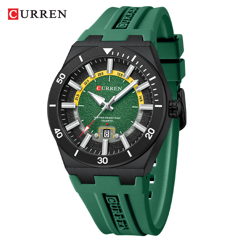 CURREN Reloj de pulsera para hombres CURREN 8491 moda deportivo cinta adhesiva calendario de cuarzo puntero reloj de pulsera image 6