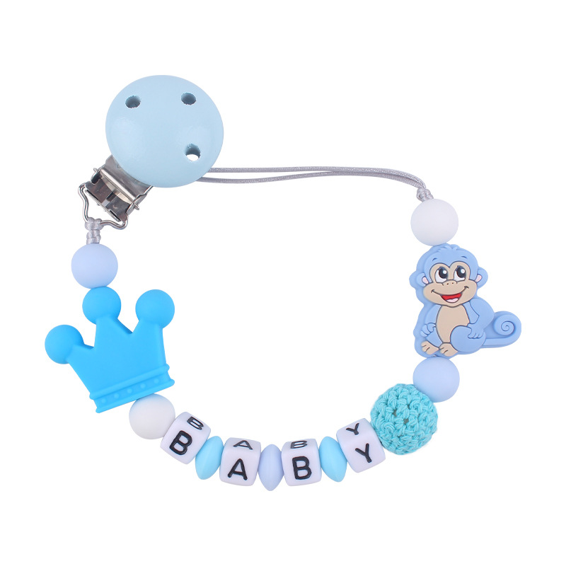Nuevo bebé suministros de dibujos animados animal mono mordedor creativo bebé DIY mordedura molar Cadena de pezón cadena anti-caída