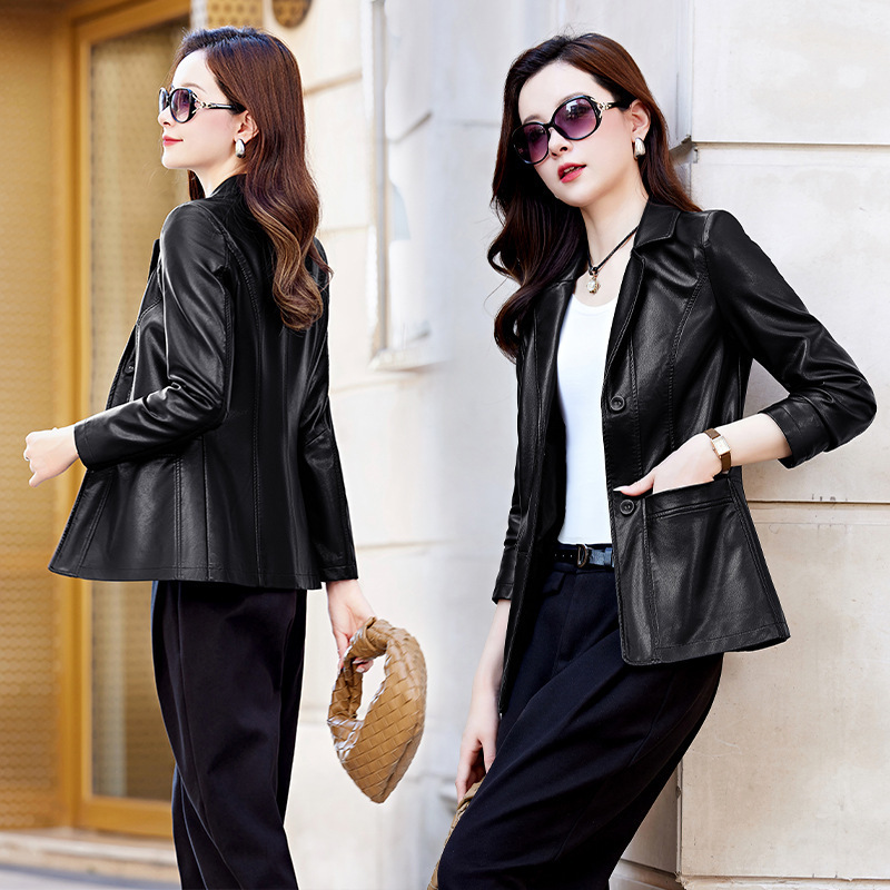 Haining Full Leather Women's Jacket Mid-Length 2025 Autumn and Winter New Brand Classy Women's Goatskin Jacket