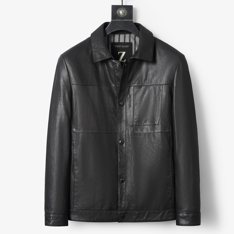 New autumn and winter genuine leather jacket for men, high-end lapel top-layer full vegetable-tanned sheepskin shirt jacket