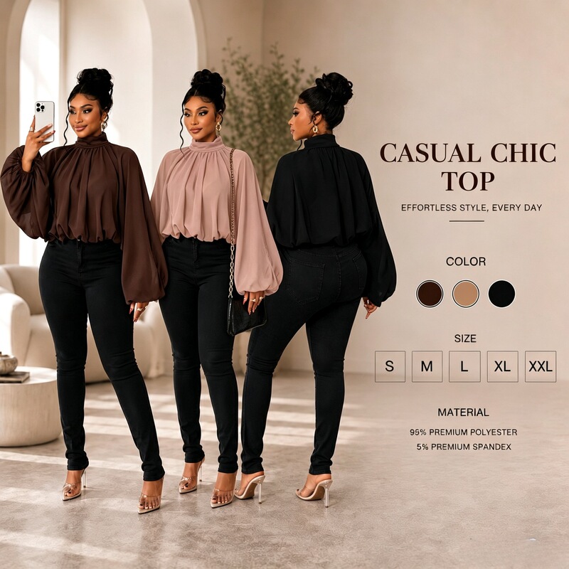 2026 Summer European and American Style Lantern Sleeve Stand Collar Shirt for Women, Thin Commuter Top, Direct from Factory 2026 Summer European and American Style Lantern Sleeve Stand Collar Shirt for Women, Thin Commuter Top, Direct from Factory