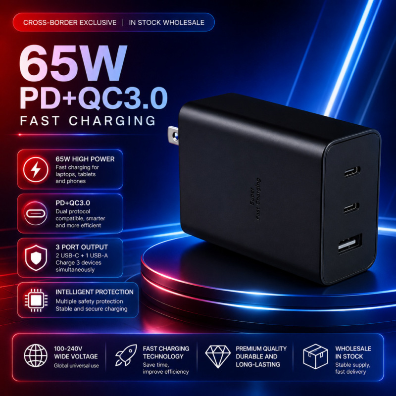 Suitable for Samsung 65Wa+C Multi-Port Charger S23/S22 Mobile Phone Super Fast Charging Fast Charging Head Pd45W Charging Head