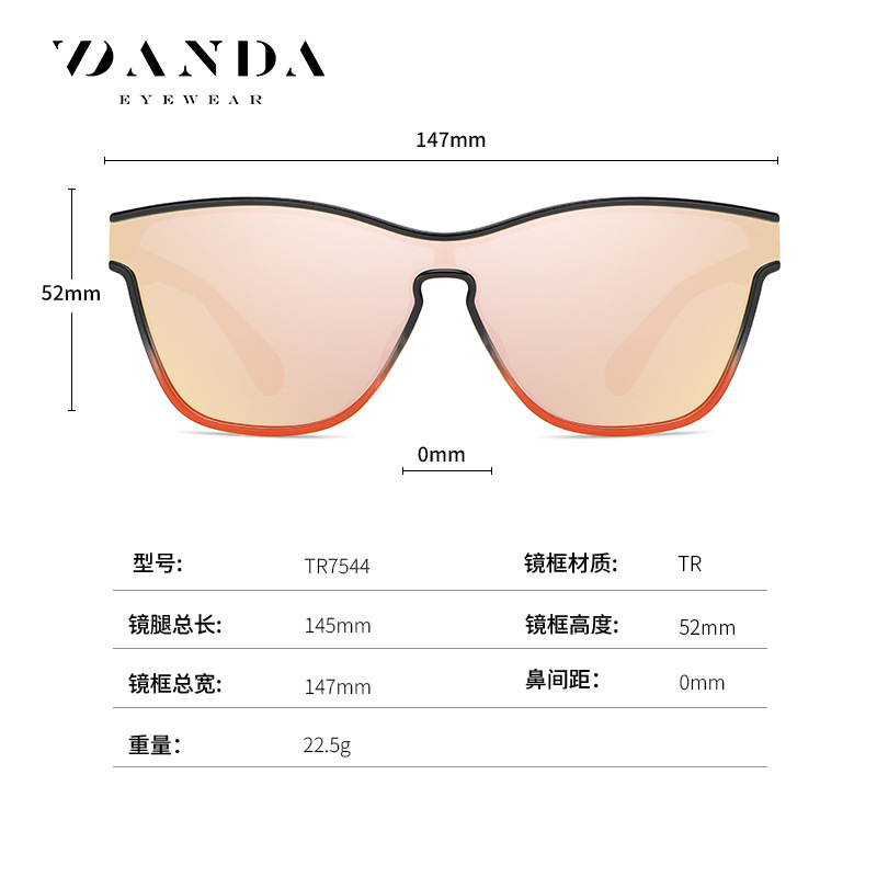 Nuevas gafas de sol polarizadas TR7544 de moda de colores ultra-ligero de una sola pieza lente gafas de sol protección solar UV gafas de sol