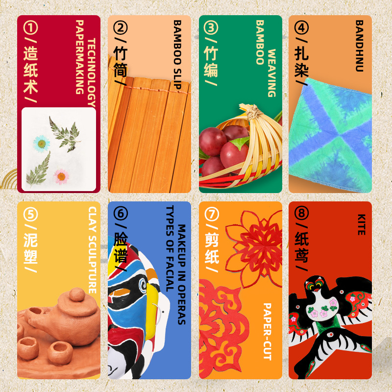 Paquete de materiales de patrimonio cultural intangible DIY para niños una variedad de artesanías de escuelas primarias y jardines de infantes actividades de padres e hijos al por mayor