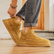 莆田男鞋2025新款秋冬季内增高空军aj一号运动休闲中帮小麦色板鞋