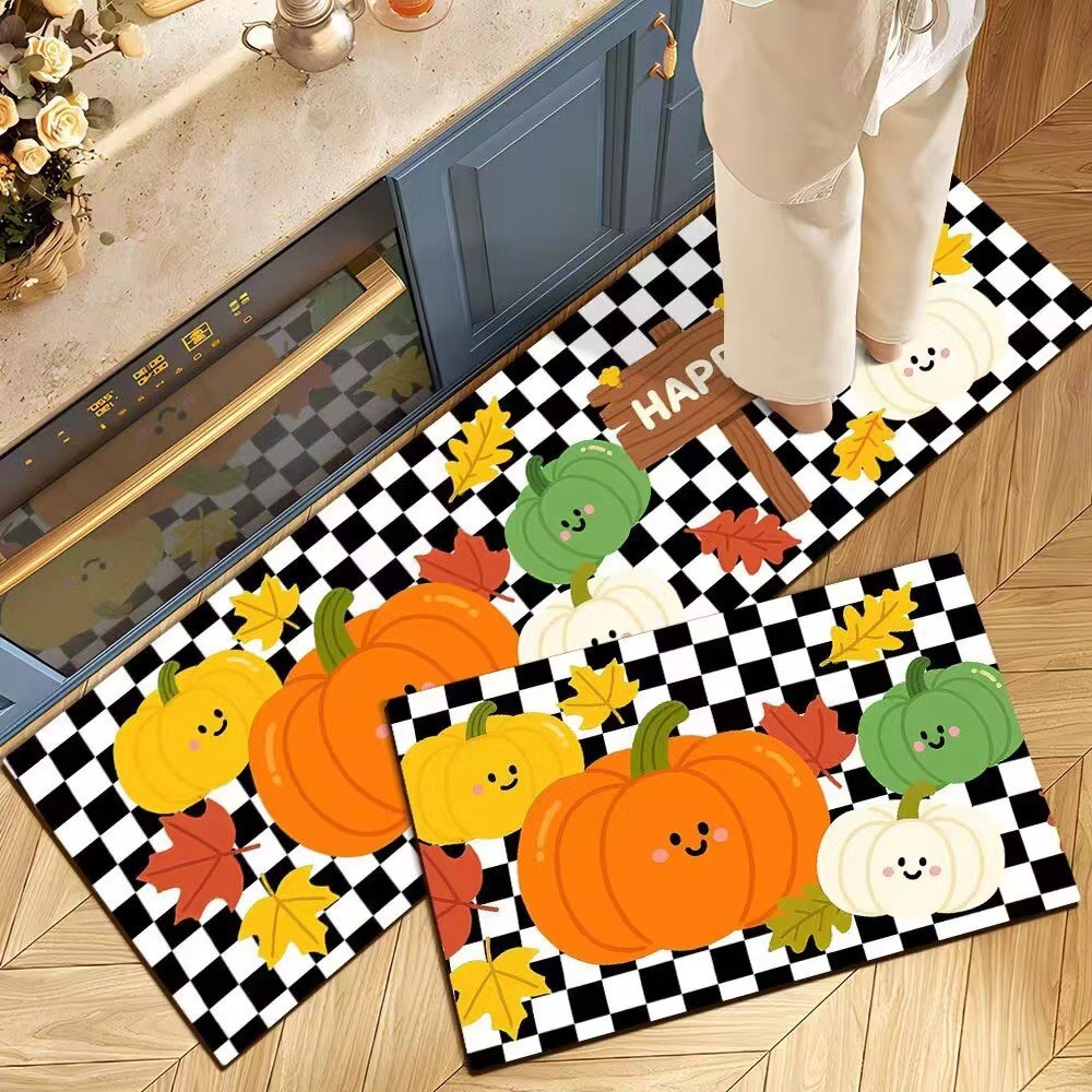 Decoración de Halloween cocina alfombra de suelo americana resistente a la suciedad fácil de cuidar alfombra de suelo de dos piezas en la puerta alfombra de cristal