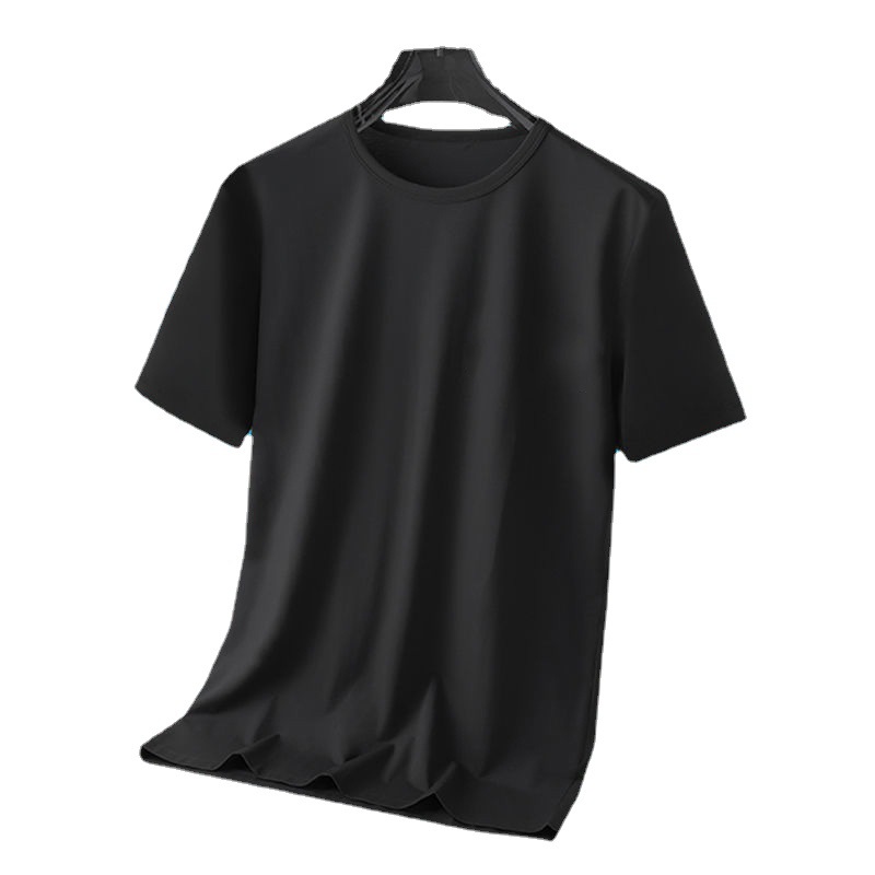 Ice Silk short-sleeved T-shirt men's loose plus size men's simple all-match comfortable T-shirt solid color casual short-sleeved T-shirt men's fashion