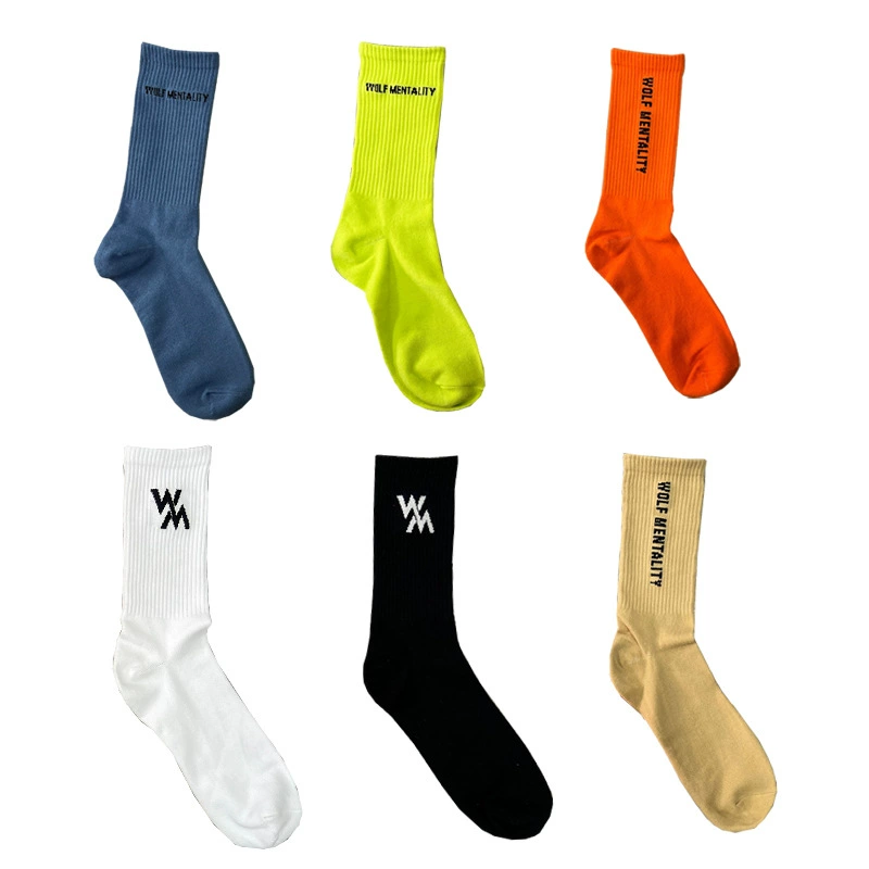 Жаккардовые длинные носки из чистого хлопка Ретро носки в японском стиле Спортивные носки Сплошной цвет длинные резиновые носки