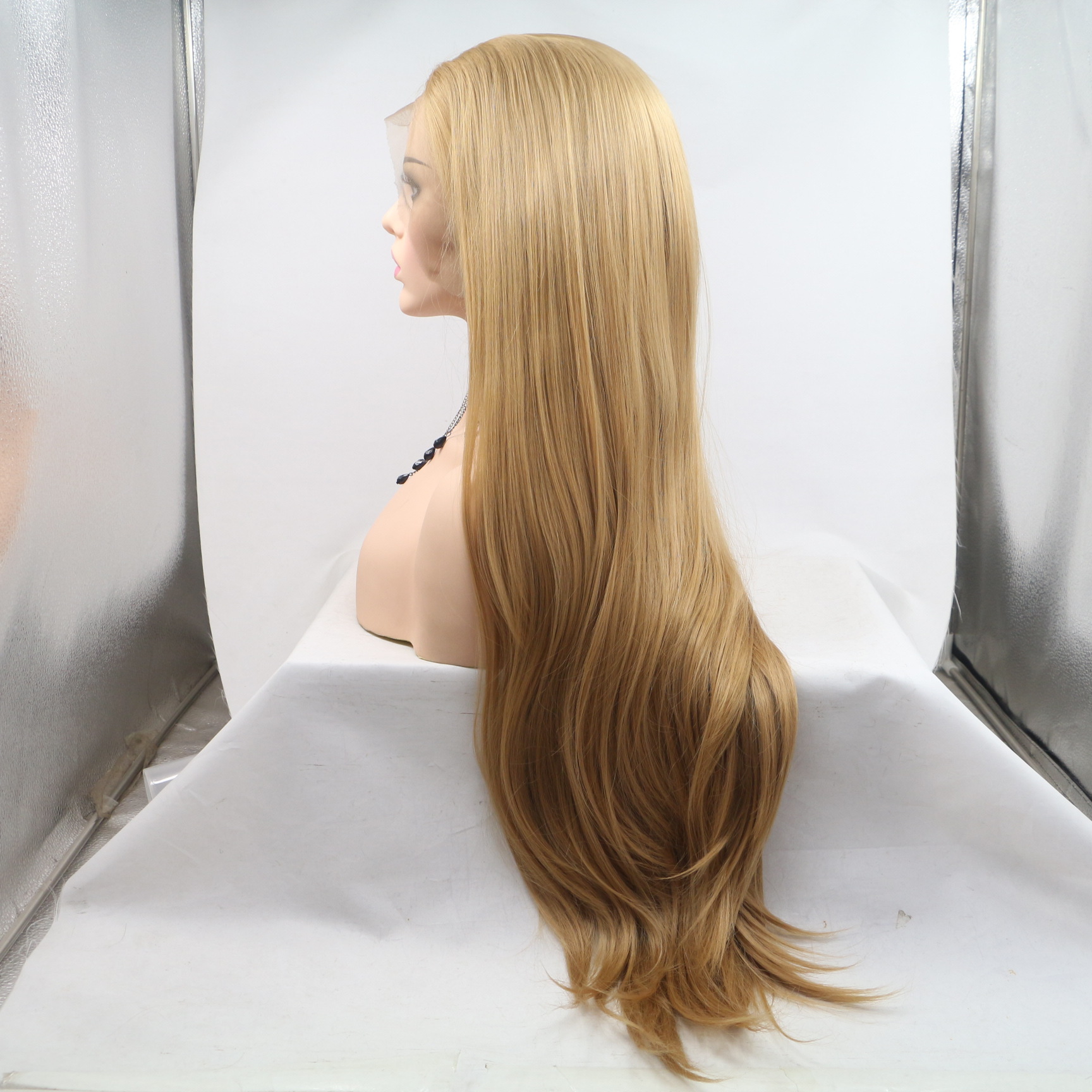 Peluca europea y americana nueva peluca de encaje transfronteriza de pelo largo y liso Lace Front Wigs