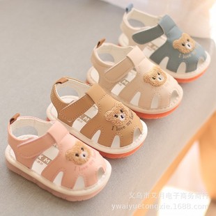 Summer baby toddler shoes 0-1-2 years old baby soft bottom non-slip closed toe anti-collision non-slip sandals toddler shouting shoes