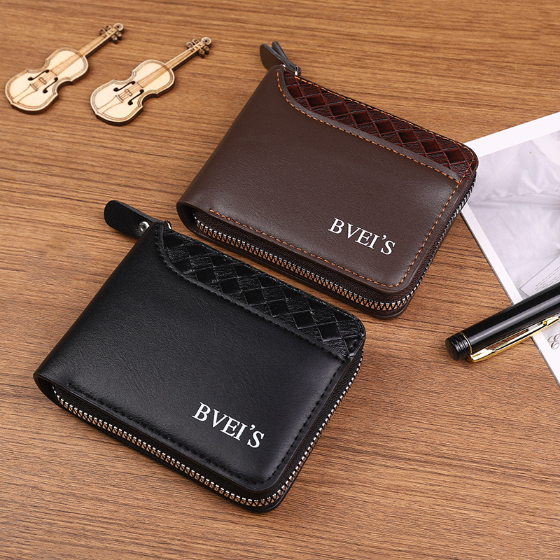 2024 billetera transfronteriza para hombres corta juventud nueva cremallera alta sensación de bolsos de venta rápida explosión fábrica de productos spot