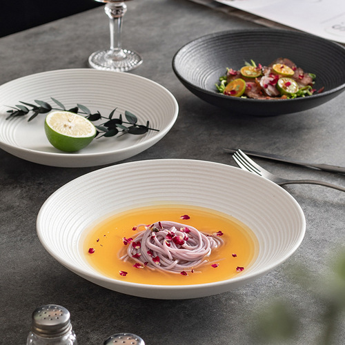 Salad Western-style ceramic conch bowl deep dish plate pasta plate hotel restaurant tableware commercial