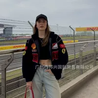 Гоночный костюм с вышивкой F1 трансграничный мотоцикл велосипедный костюм американский зимний костюм с полной вышивкой хлопковый костюм повседневная вышивка с длинными рукавами