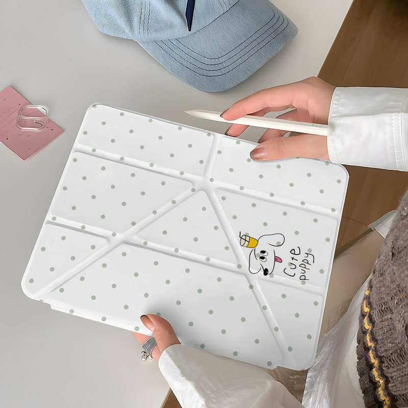 Swimming Ring Puppy Y Foldableed iPad Air6 Protective Case 10/9/8 Generation Mini7 Tablet Pro 11inch A16 Protective Case