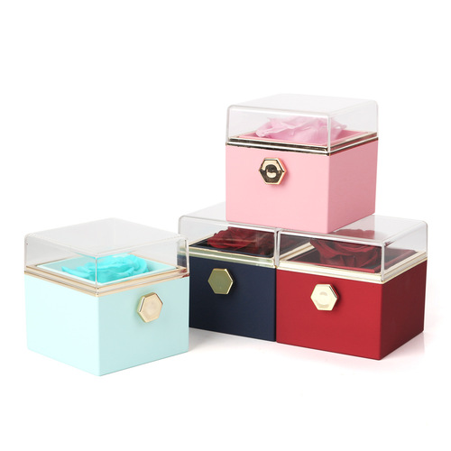 Creative rotating eternal flower jewelry box ring box necklace box birthday Valentine's Day wedding box jewelry packaging box