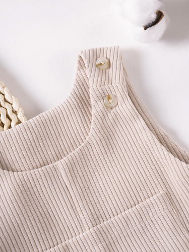 Stock cross-border baby jumpsuit 0-24 months soft corduroy movable button bib pants baby jumpsuit