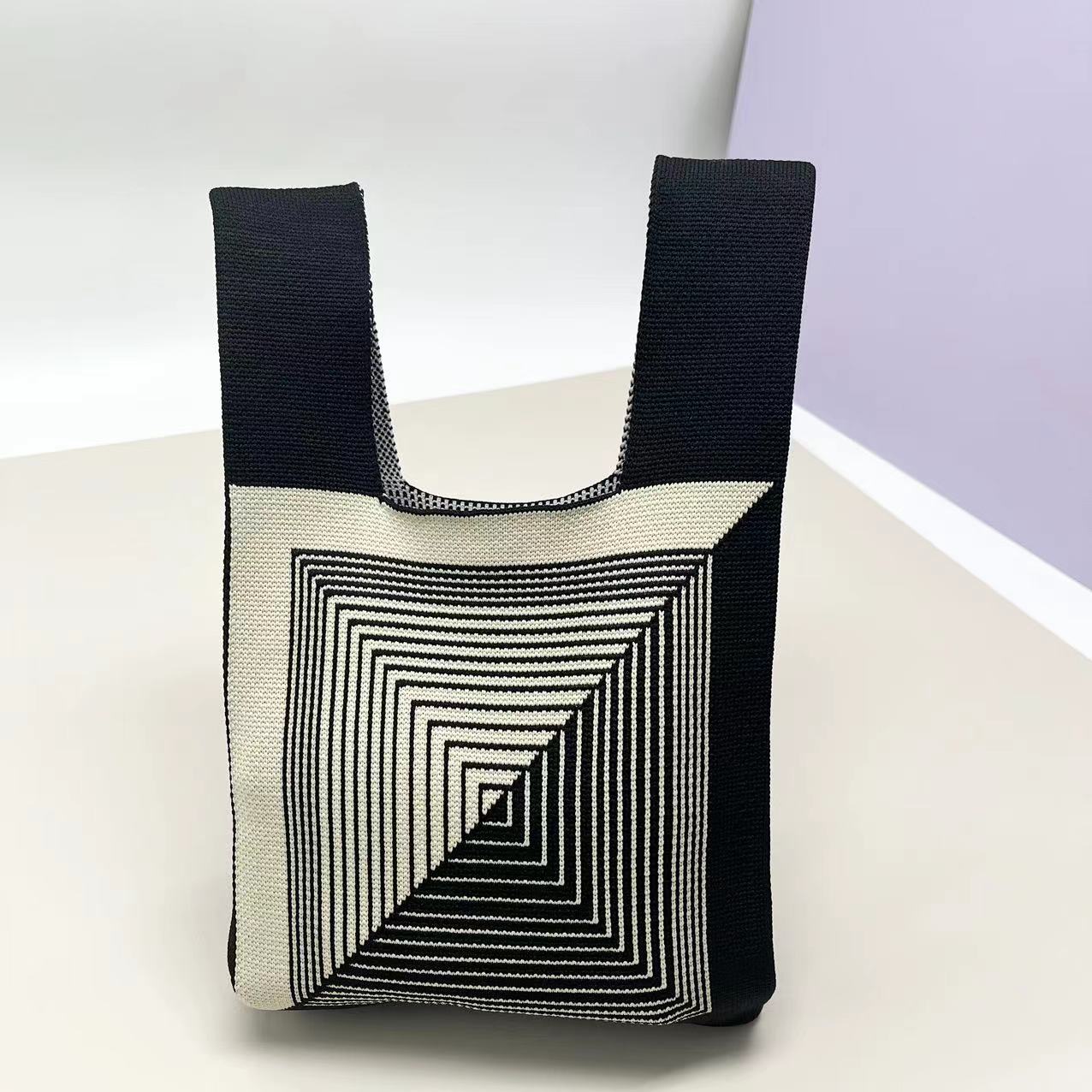 Bolso de mano tejido para embalaje de regalos, bolso tejido con múltiples patrones, estilo ins, bolso tejido para mujer, mini versátil.