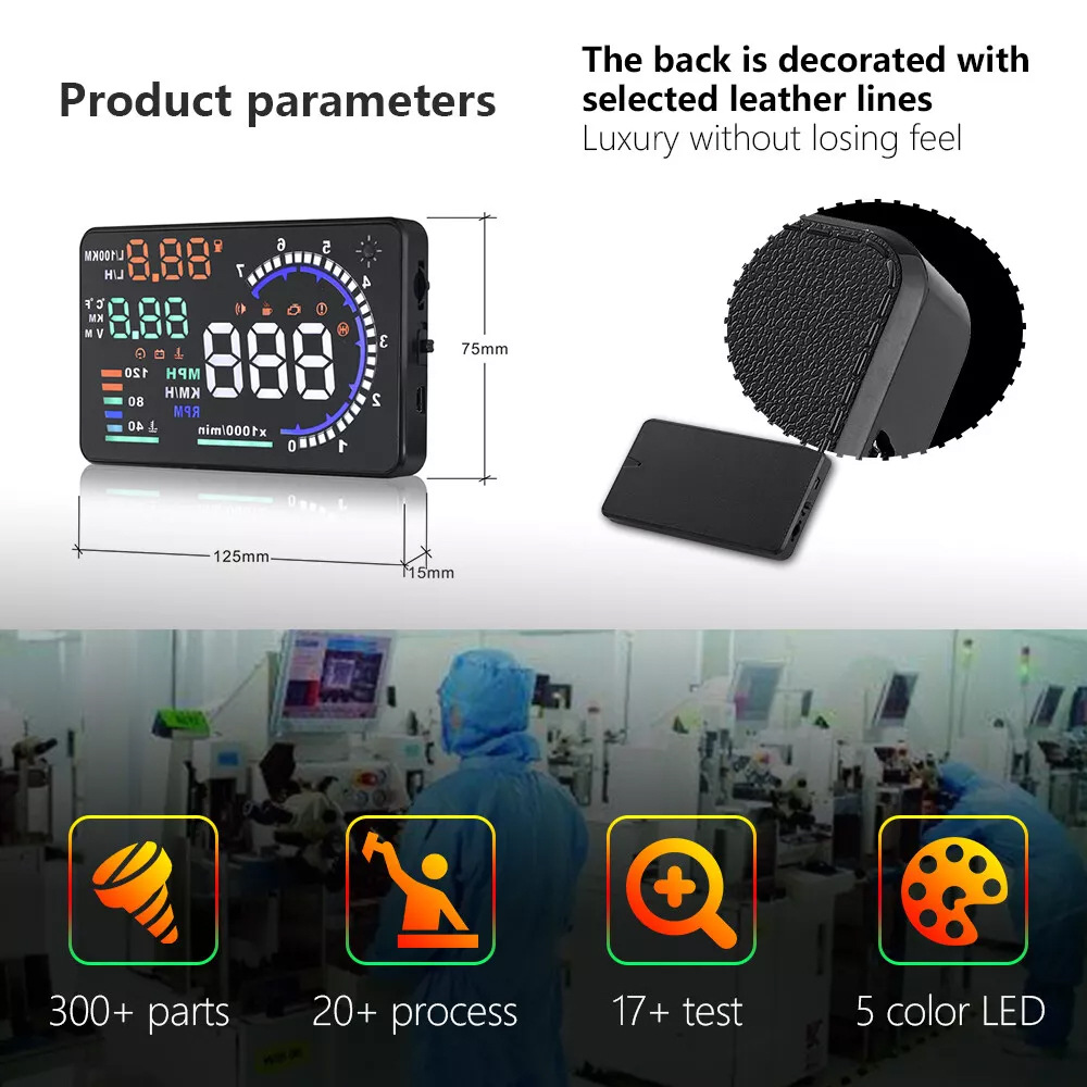 Hud Head-Up Display Obd Universal High-Definition Car Speed Projector Portable Car Display Screen A8