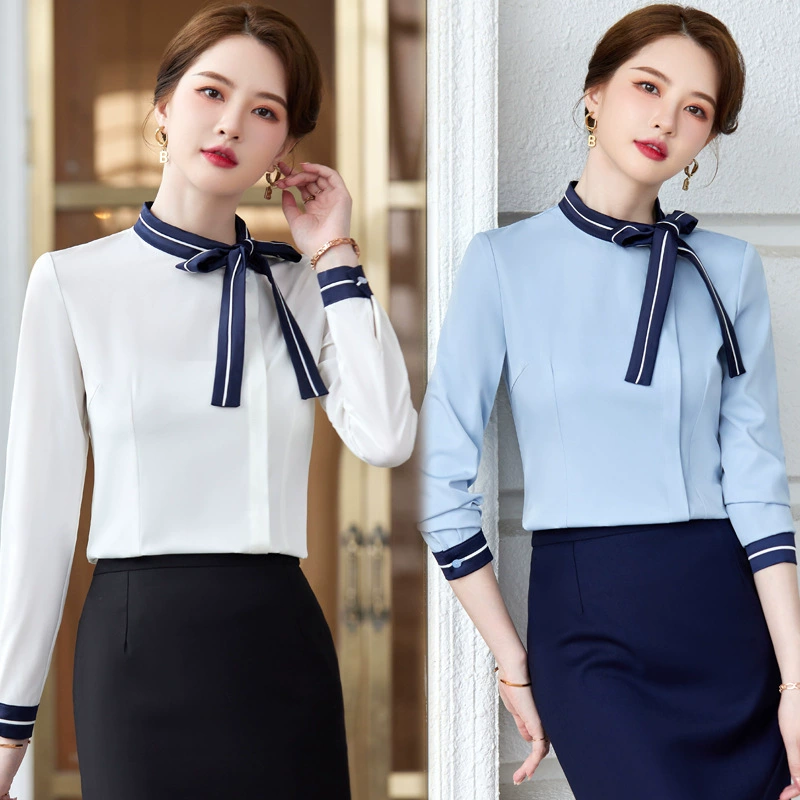 Отель стойка регистрации Рабочая одежда осень мода Новый Официант с длинным рукавом профессиональная рубашка Женская спецодежда питание стюардесса форма