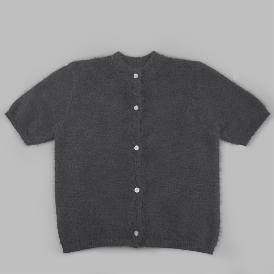 Áo cardigan dệt kim tay ngắn cổ bán cao ôm dáng phong cách retro — Màu hồng, Màu hồng cánh sen, Màu trắng, Màu tím chi tiết 43