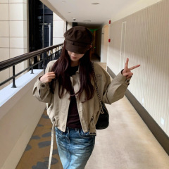 SUNONEONE 短款设计感美式工装外套女早秋季宽松百搭休闲夹克上衣