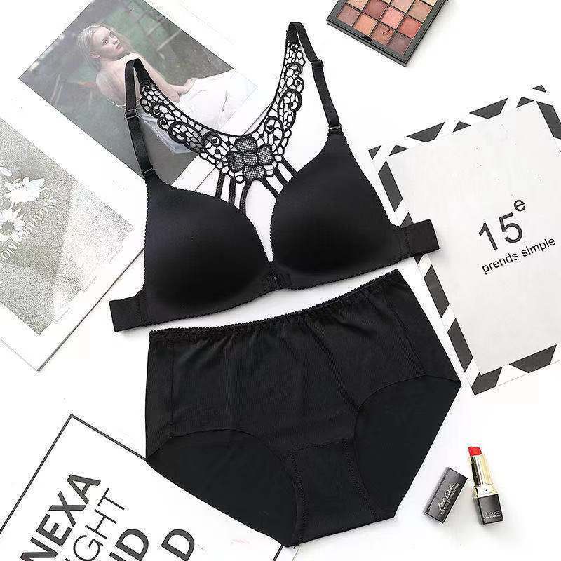 Suit Front Button Sexy Leopard Print Push-up Bra Butterfly Beautiful Back Push-up Bra Without Steel Rings for Girls with Small Breasts and Side Breasts