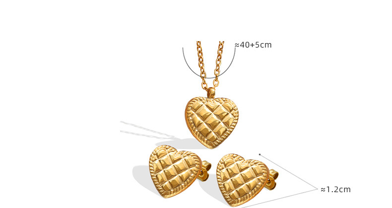 Retro Heart Shape Lingge Titanium Steel Plating Earrings Necklace