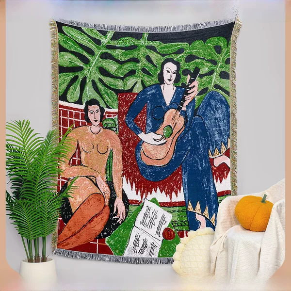 Cross-Border Export Camping Style Blanket Moisture-Proof Picnic Mat Jacquard Tapestry Ins Style Sofa Towel Thread Blanket Multi-Functional Sofa Blanket