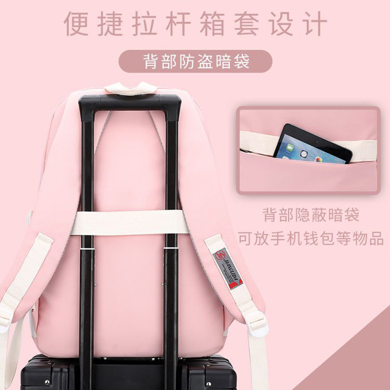 Mochila Jianglida para estudiantes de secundaria, para niñas, moderna y fresca, con diseño de letras en bloques de color dulce, gran capacidad, mochila de doble asa con amortiguación de aire.