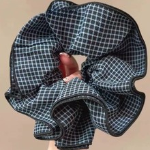 热卖款赵露思同款格子平纹段雪纺印花面料制作大肠圈头饰饰品面料