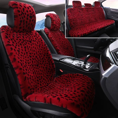 Multi-function pad Autumn and Winter, Thickened Leopard Print - burgundy-full-car-five-seater-standard-version