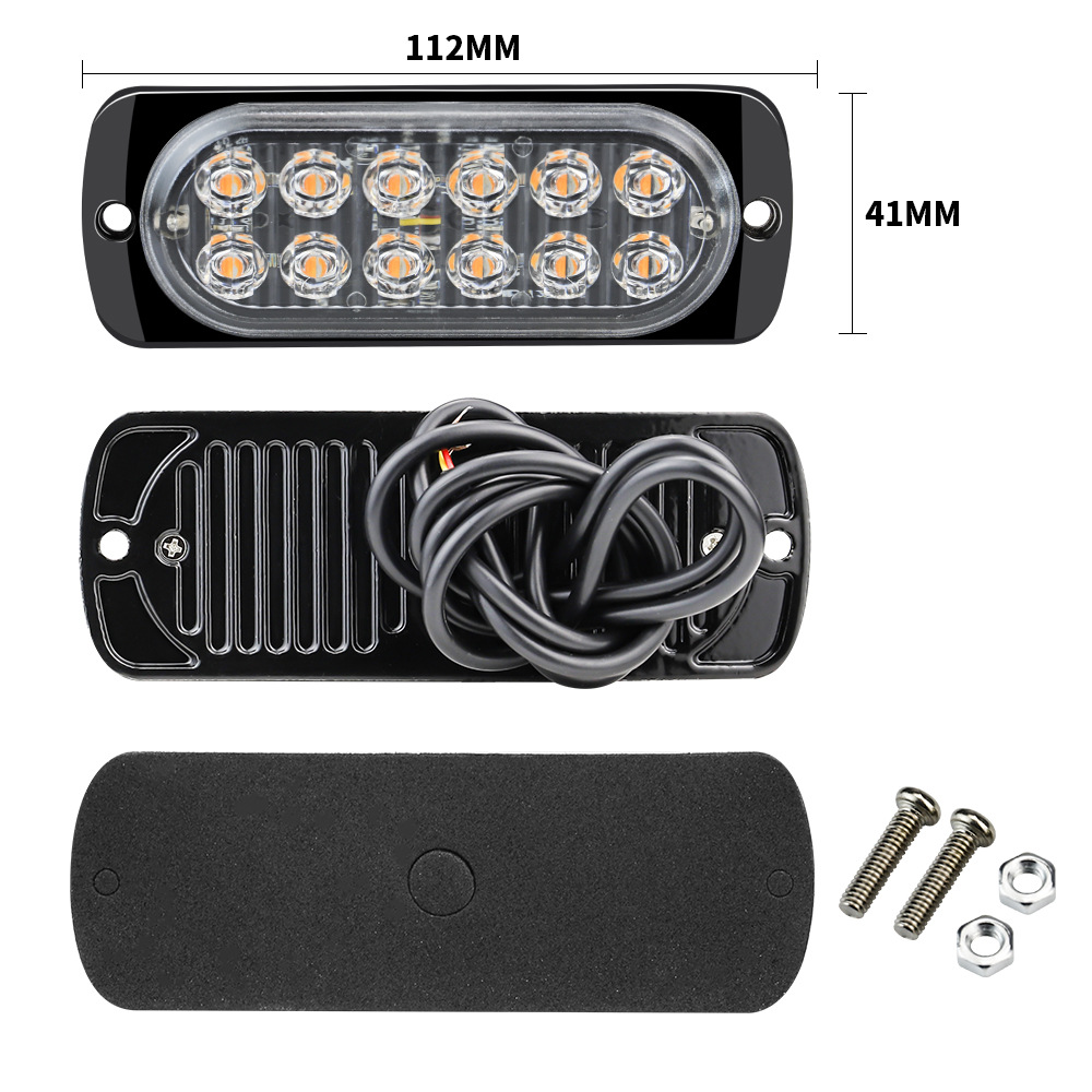 DXZ camión 12-24V luz de advertencia de la señal lateral del cuerpo del coche 12LED flash ultrafino luz estroboscópica 36W