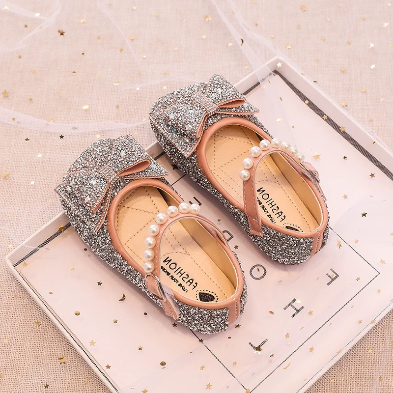 Обувь принцессы для девочек, новинка весны и осени, детская одиночная обувь с круглым носком, кожаная обувь на мягкой подошве для маленьких девочек, размер банта 23-36