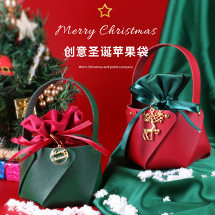 Christmas apple bag leather bucket Christmas Eve flannel gift bag safety fruit candy cloth bag velvet bag