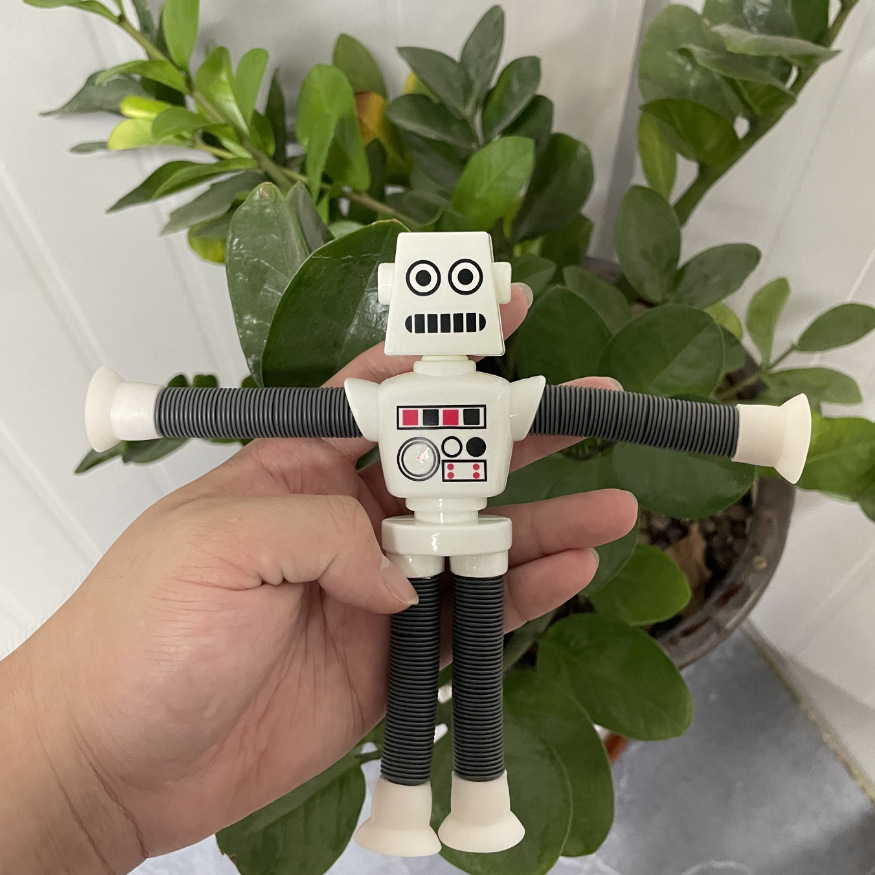 Transfronterizo robot flexible tubo telescópico niño puzzle dibujos animados estirados ventosa interacción padre-hijo creativo juguete descompresión