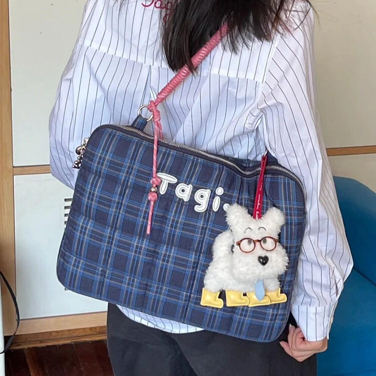 Tagi Genuine Woven Small Pillow Embroider Satchel Shoulder Anti-Fall and Bubble Wrap Computer Packaging 16inch Notebook Bag