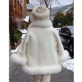 2025新款小香风高端女装白色毛领轻奢气质毛呢大衣外套女冬