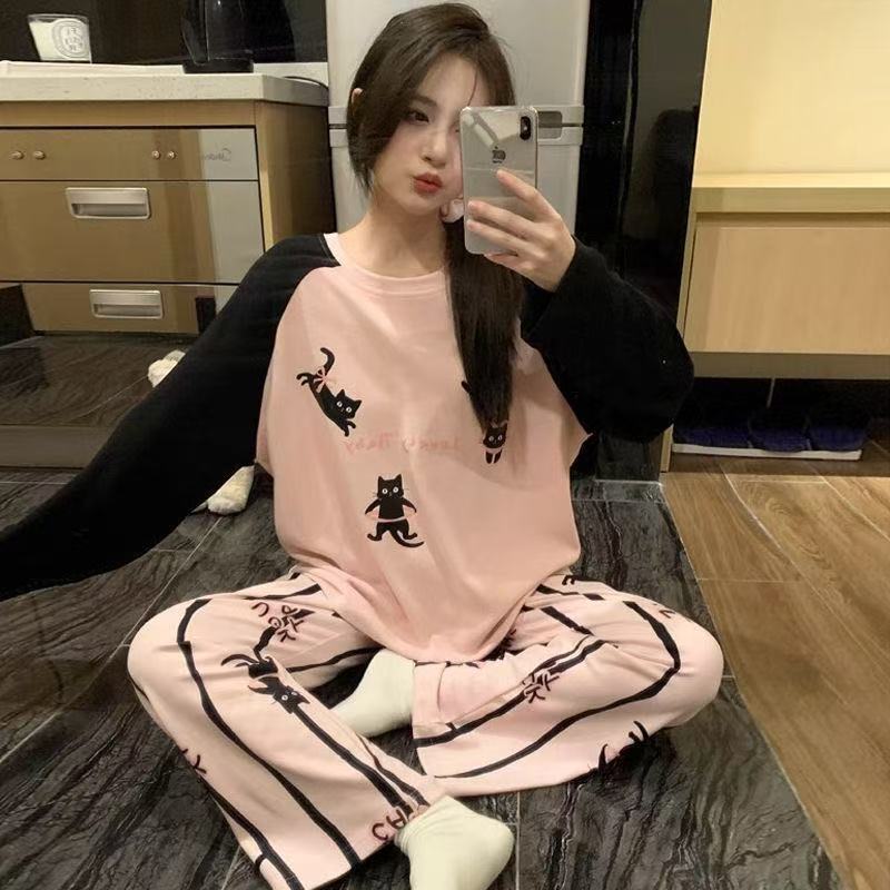 秋冬季女德绒睡衣2025新款可爱猫咪韩版学生可外穿套装加厚家居服|undefined