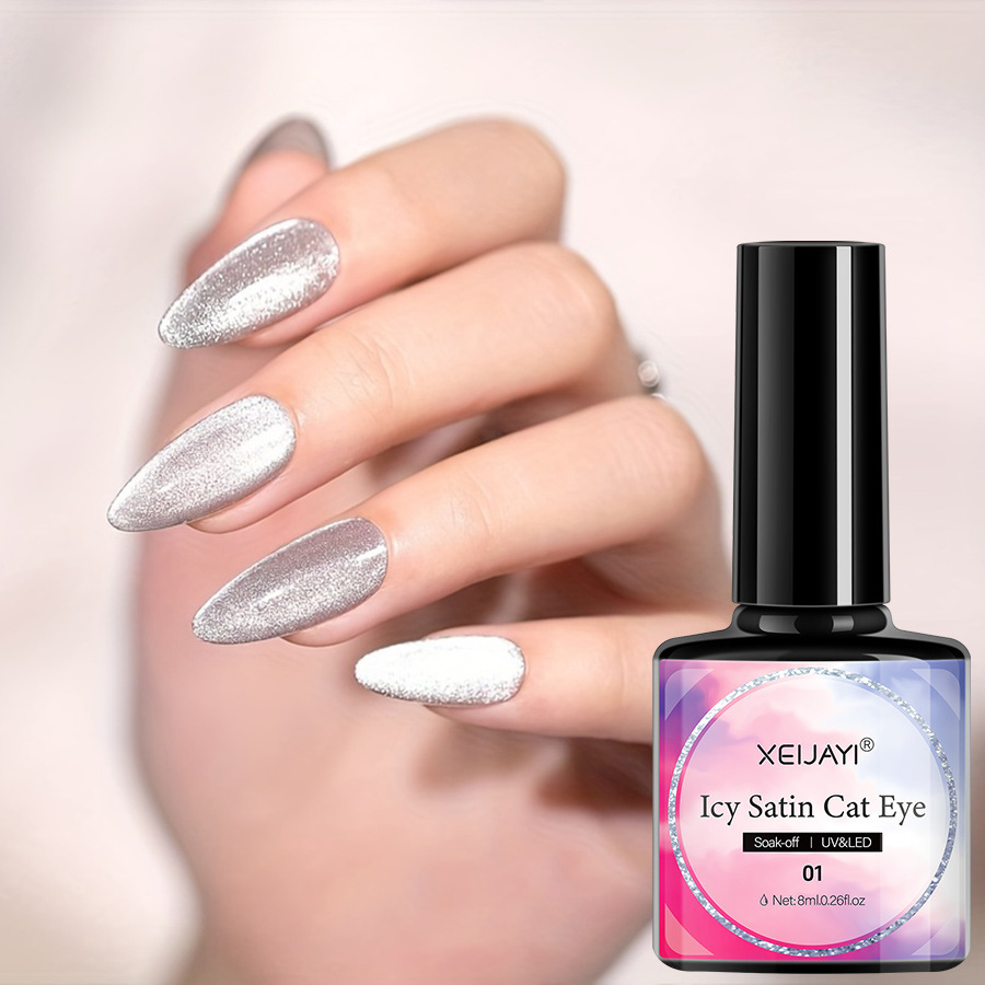 Ojo de gato esmalte de uñas pegamento 2023 nuevo Internet celebridad popular color hielo transparente satén gato ojo pegamento pequeño conjunto para el salón de uñas