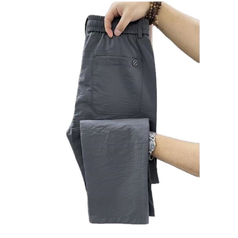 Pantalones casuales para hombres de verano delgados de moda de color sólido negocios versátil pantalones simples y cómodos pantalones largos sueltos transpirables